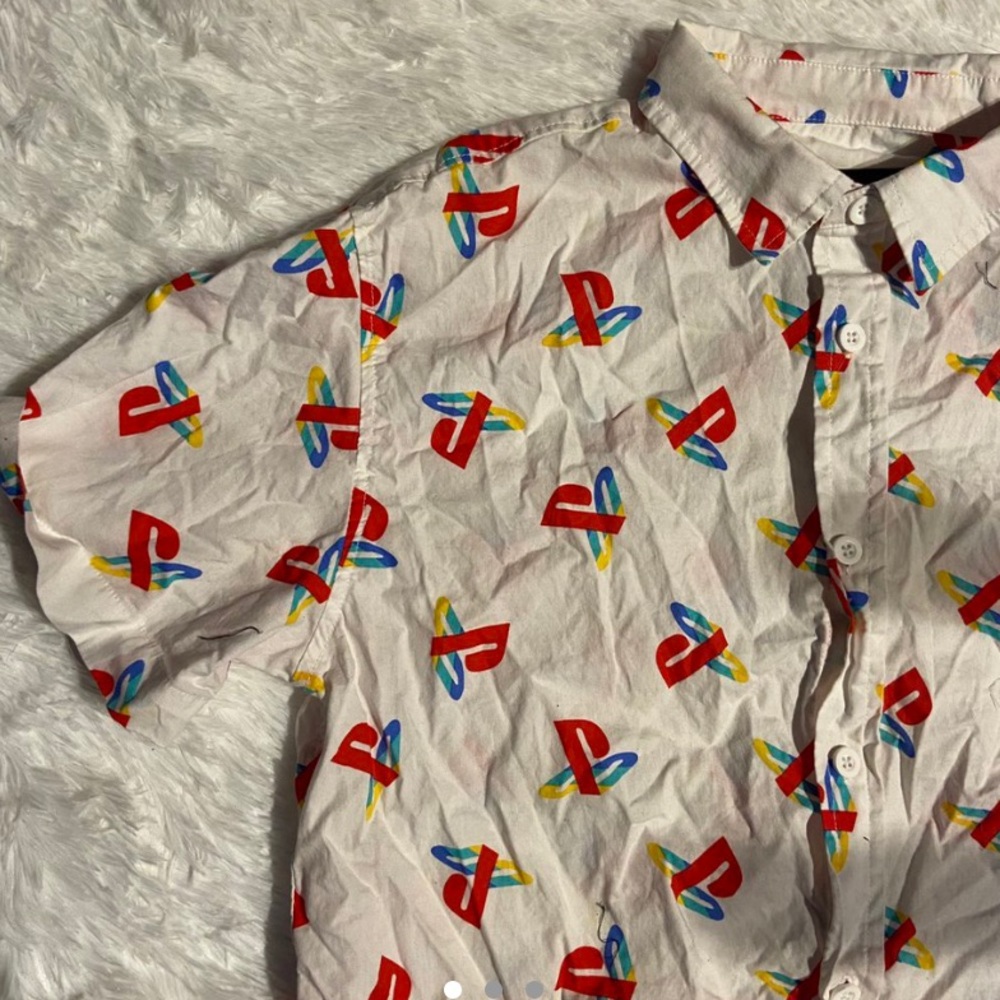 Play Station button up t shirt